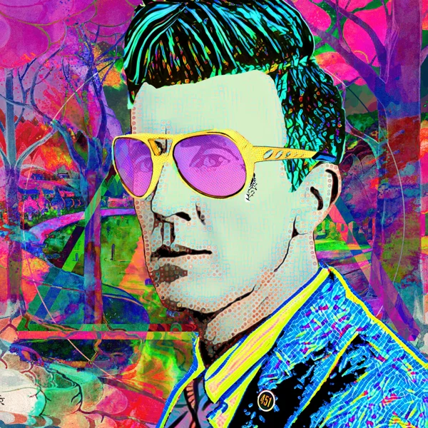Tolkien 47: Gold-framed pink aviators and swept-up dark hair