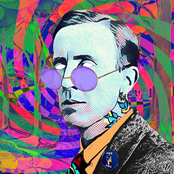 Tolkien 76: Round purple glasses and a patterned neck