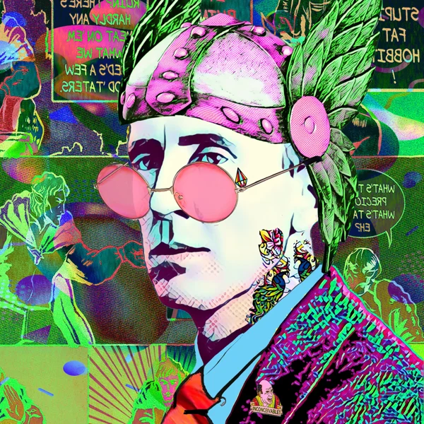 Tolkien 93: Pink winged helmet and round pink glasses