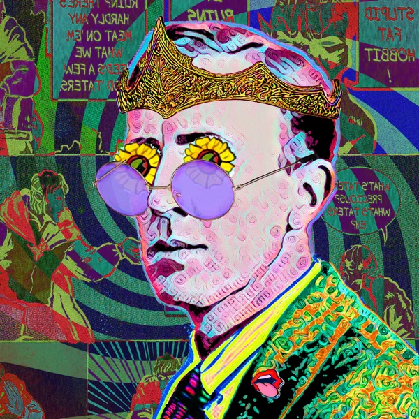 Tolkien 7: A tricorn hat and round purple glasses
