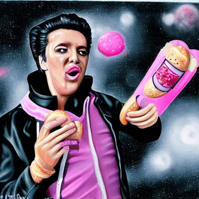 Pink Elvis, surreal pop-art composition