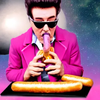 Pink Elvis, surreal pop-art composition