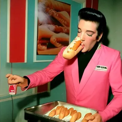 Pink Elvis, surreal pop-art composition