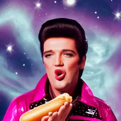 Pink Elvis, surreal pop-art composition