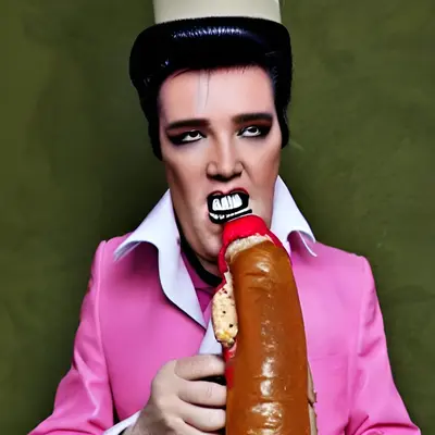 Pink Elvis, surreal pop-art composition