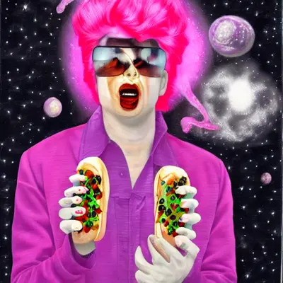 Pink Elvis, surreal pop-art composition
