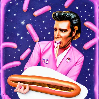 Pink Elvis, surreal pop-art composition