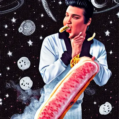 Pink Elvis, surreal pop-art composition
