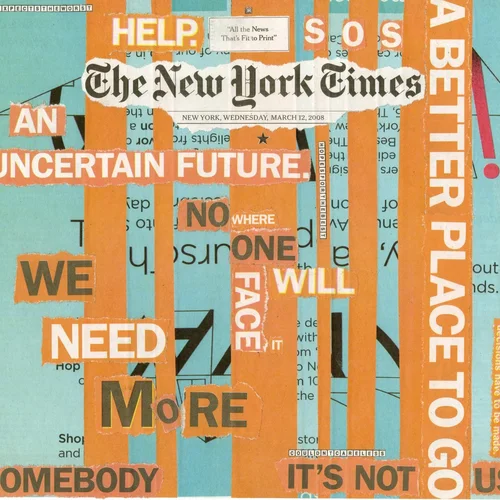Newspaper collage, March 12th, 2008